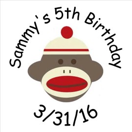 Unbranded 108 Sock Monkey Kisses Labels - Party Favors - Full Body Sock Monkey #2