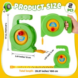 Wovnet 2 Pack Kids Measuring Tape Retractable 3.28 ft Tape Measure Educational Construction Toys for Kids Toddler Back to School (Fresh Style)