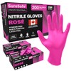 [200 Pack] SURESAFE Pink Nitrile Gloves Large, Powder Free and