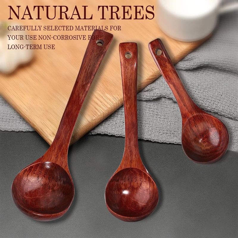 Soup Spoons Set of 3 Wooden Goods Spoons (Wood)