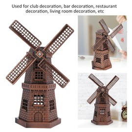 Red Bronze Dutch Windmill, Retro Style Windmill Decor Statue Mini Handicraft Ornaments for Bar, Restaurant, Back Yard Decorations