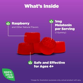 Natrol Kids Gomitas para niños, de 4 años en adelante, 60 gomitas sabor frutos rojos