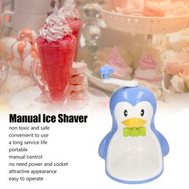 Blue Penguin Shaving Ice Cream Machine, ABS, Manual Snow Cone Machine, Portable Ice Shaver with Container for Home Kitchen