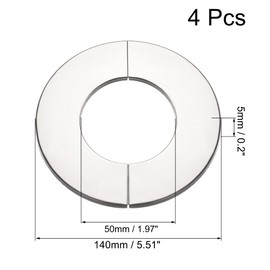 sourcing map Wall Split Flange, Stainless Steel Round Escutcheon Plate for 50mm Diameter Pipe 4Pcs