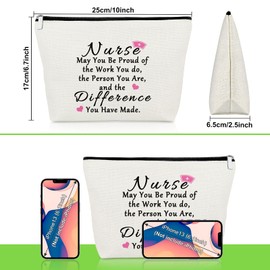 Nurse Thank You Gifts Makeup Bag Inspirational Gifts for Colleague Nurse Appreciation Gifts Nursing Leaving Gifts Retirement Gifts Cosmetic Pouch Nurse Graduation Gifts Christmas Birthday Gifts