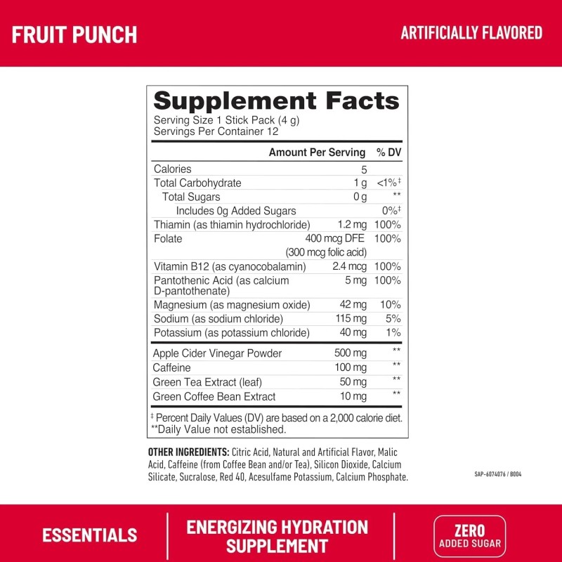 Electrolyte Hydration Packets for Intermittent Fasting - Fruit Punch 12