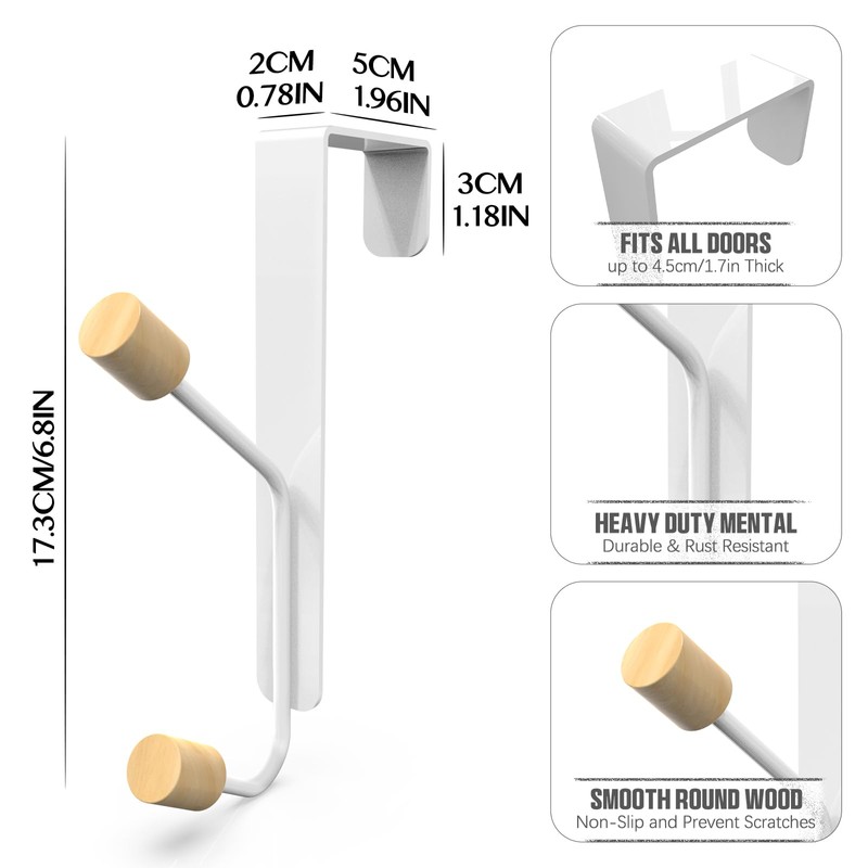 GAOHUI 2 Pack Over Door Hooks, Double Over Door Hangers