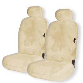 ZONETECH Car Seat Covers, Sheepskin Winter Wool Auto Accessories for All Season Protection of Your Seats, Include Front & Rear (Tan, 2-Pack)