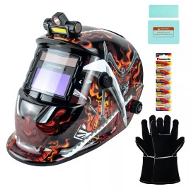 TRQWH Auto Darkening  Welding Hood Helmet Light True Color & 3 Pcs Peaked Caps