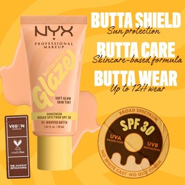 NYX Professional Makeup Buttermelt Glaze Soft Glow Skin Tint with SPF 30, Up To 12HR Wear, NYX PROFESSIONAL MAKEUP - Color: Vanilla Bean Butta