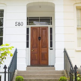 Fitous 5.5 Inch High Cast Iron House Numbe Outsider, Solid Home Address Numbers, Black Metal House Numbers Finished, Shopmall Farmhouse,Garage,Hotel,Office,Maximum Rust Protection (Number 0)