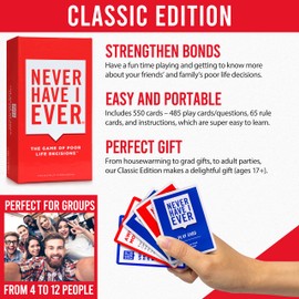 Never Have I Ever Classic Edition Adult Party Game: Hilarious Card Games for Game Nights, Gatherings & More! for 4+ Players, Ages 17+