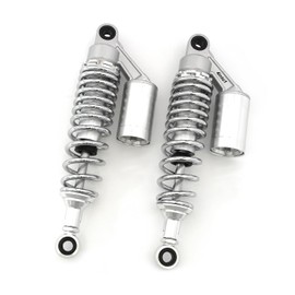 Silver & Chrome Remote Reservoir Shocks - Eye To Eye - 310-320mm - Compatible with Yamaha RD250/400, SX400/500 XS500/650/850/1100 XJ550/650/750/900/1000 XV700/1100 VMX-12N/NC VMAX