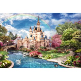 Princess Rainbow Castle Backdrop 7x5ft Fantasy Castle Wall for Girls Wonderland Wedding Birthday Party Decoration Kids Portrait Dress-Up Photo Shoot Studio Props for Kids Adults