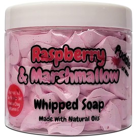 Whipped Soap Body Wash - 150g - Natural Oils and Butters - Various Scents - Vegan Friendly - Puddle of Wax - Made in the UK (Raspberry & Marshmallow)
