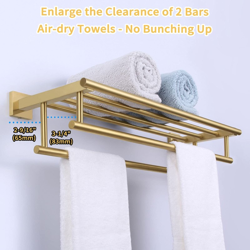 Bathroom Towel Shelf with Holder, Angle Simple SUS304 Stainless Steel