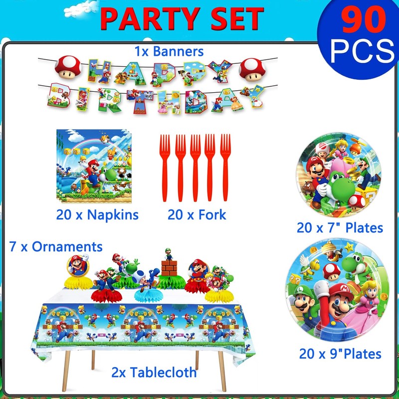 Super Bros Themed Party Decorations, Birthday Party Supplies Decorations Set-Plates