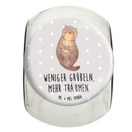 Mr. & Mrs. Panda Bonbonglas Otter Muschel L 870ml - Geschenk, Snackdose, grübeln, Seeotter, Fischotter, Glasbälter, Otterliebe, Küchenorganizer,