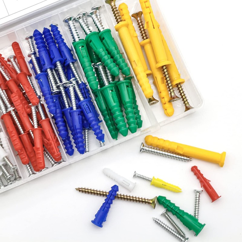 Tkiaea Drywall Anchors and Screws Kit 220Pcs, 110 Plastic Anchors,