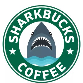 MadPufferStickers SHARKBUCKS Coffee Logo Starbucks Coffee Ocean Cute Decal Water Bottle Funny 3in