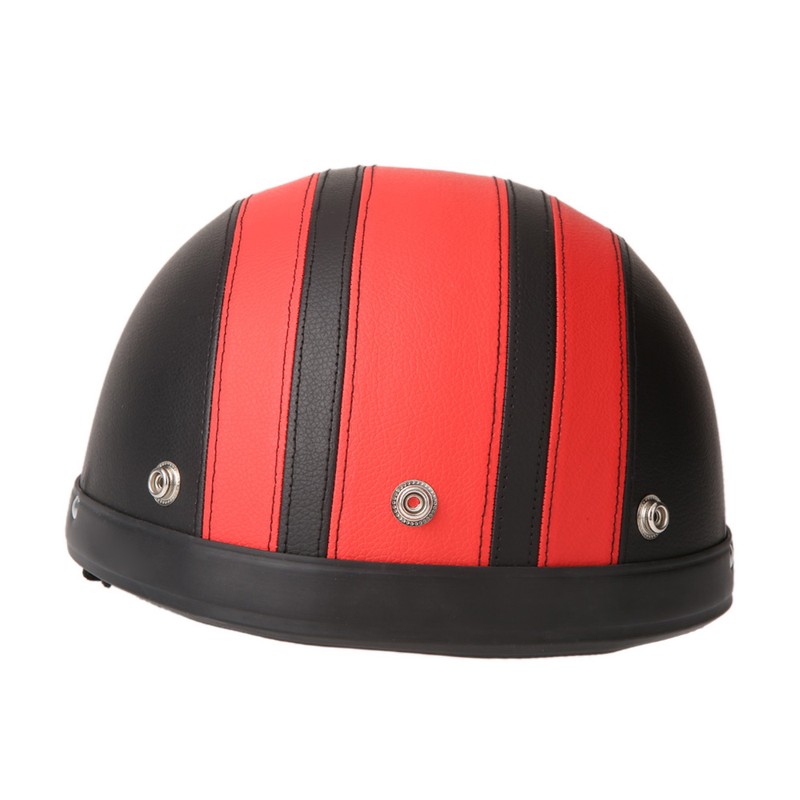 Motorcycle Scooter Open Face Half Leather Helmet with Visor UV