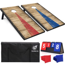 Cornhole Board Set Outdoor Game-Includes 2 Wood Boards 4x2 Feet, Set of 8 Corn Hole Bean Bag Corn Hole Set