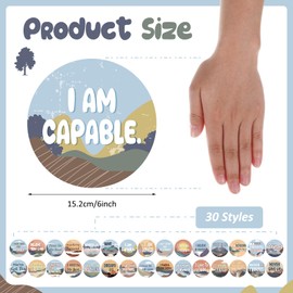 Outus 30 Pcs 6'' Classroom Floor Stickers Line up Spots Large Inspirational Floor Stickers Self Adhesive Vinyl Decals Round Wall Dots for Teachers Back to School Preschool Kindergarten Decor(Mountain)