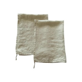 Linen Kitchen Dish Towels - 20 x 27 inch – 100% Pure Stonewashed Linen Hand Towel/Tea Towel - Set of 2 (Natural)