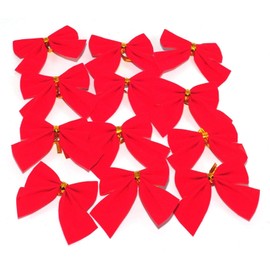 Red Velvet Christmas Decoration Bows (10cm) - 12 pack