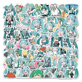 Hatsune Miku/Chibi Miku, Sticker Set, 65 Pieces, Cute, Waterproof Stickers, Brand Stickers, Suitable for Suitcases, Cars, Motorcycles, Helmets, Skateboards, Guitars and More