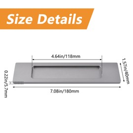 MOROBOR 18CM Self-Stick Rectangual Sliding Door Pulls, 2pcs Grey Aluminum Alloy Flush Pull Punch-Free Handle for Sliding Barn Door Windows Cabinets