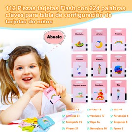 Spanish Flash Cards for Learning, for Toddlers, Ages 1-6 Years, 112 Sheets, 224 Words, Educational Toy Preschool