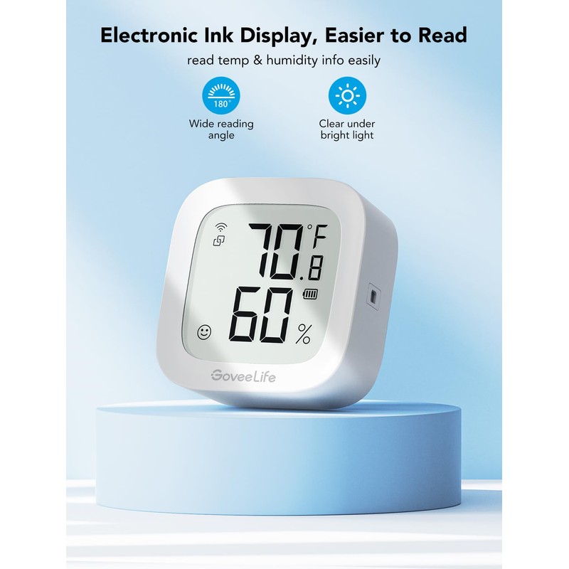 GoveeLife WiFi Thermometer Hygrometer for Bedroom, Indoor Bluetooth Temperature Humidity