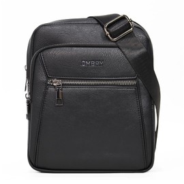 Ombry Leather crossbody Bag for Men Messenger Bag Shoulder Sling Purse Handbag for Business Casual Travel Work (Black)