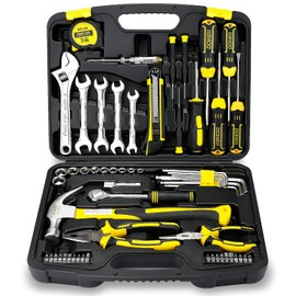 DOWELL 61-Piece Tool Set Kit Mechanic Tool Set Socket Wrench Set Auto Repair Household Repair Hand Tool Kit with Plastic Tool Box Storage Case