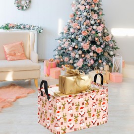 DUYIY Rectangle Basket,Kids Christmas Gift Storage Basket,Santa Pattern Toy Storage Cube,Clothes Storage Box Organizer Containers With Handles for Room Decor