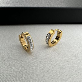 CZ Small Silver Hoop Earrings for Men Women Streetwear Unisex Style