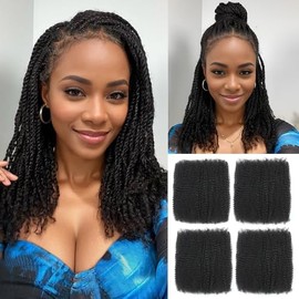 Afro Kinkys - Cabello humano a granel de 16 pulgadas, cabello humano afro kinky-rizado a granel para extensiones de rastas de torsión, reparación de l