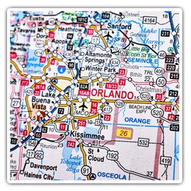Square Stickers (Set of 2) 10cm - Orlando Florida America USA Travel Map Fun Decals for Laptops,Tablets,Luggage,Scrap Booking,Fridges, #45956