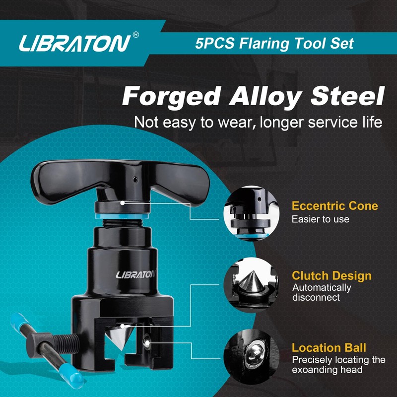 LIBRATON Flaring Tool, HVAC Flaring Tool Kit, Copper Flaring Tool,