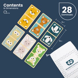 Bigjigs Toys Woodland Animal Dominoes - 28 Piece Wooden Animals Domino Game, Travel Toy For Toddlers, Fun & Educational Kids Games, Toddler Gifts, Age 2+ Years