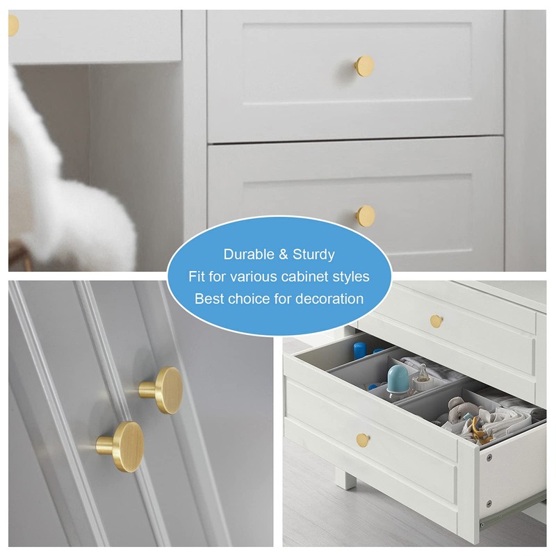 Furniture Knobs Gold, WEAVERBIRD 4 Pieces Zinc Alloy Brushed Brass