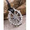 HAQUIL Buddhist Dharma Wheel of Life Dharmachakra Necklace, Faux leather