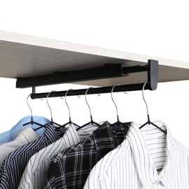 BaiNong pull out closet rod valet rod closet pull out pants rack for closet black valet rods for closets 13-3/8 inch pull out telescopic trouser rack shallow cabinet organize pants and clothes