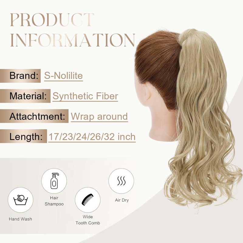 S-noilite Clip-In Extensions, Hairpiece, Ponytail, Straight Hair Extensions, Real, Natural,