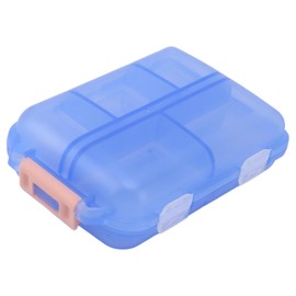 Pastillero Semanal Pequeño, Organizador de Pastillas de Viaje con 10 Compartimentos, Caja Hermética Resistente al Agua para Medicamentos Vitamínicos (Azul)