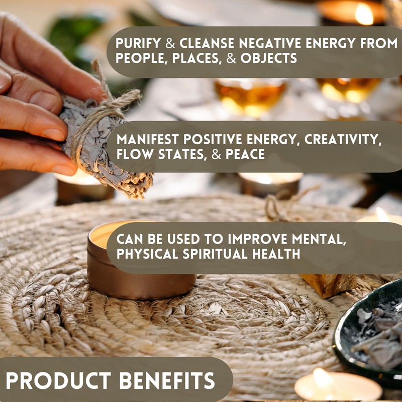 Ancientveda Sage Smudge Kit | USDA Organic Lavender Sage, Sweetgrass