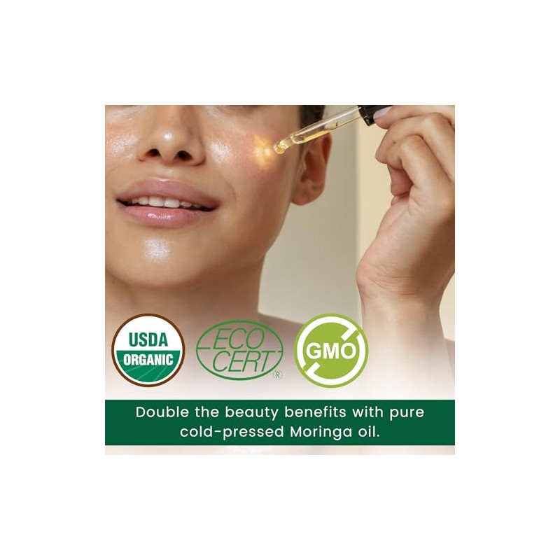Moringa Oil, Cold Pressed 100% Pure, Food Grade