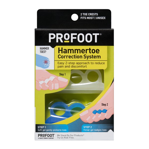 PROFOOT Hammertoe Correction System, 2 Gel Toe Crests, One Size
