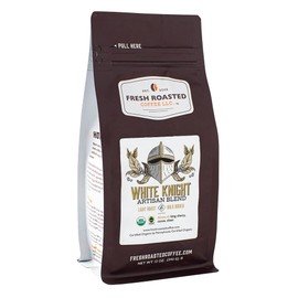 Fresh Roasted Coffee, Organic White Knight, 12 oz, Light Roast, Fair Trade Kosher, Ground